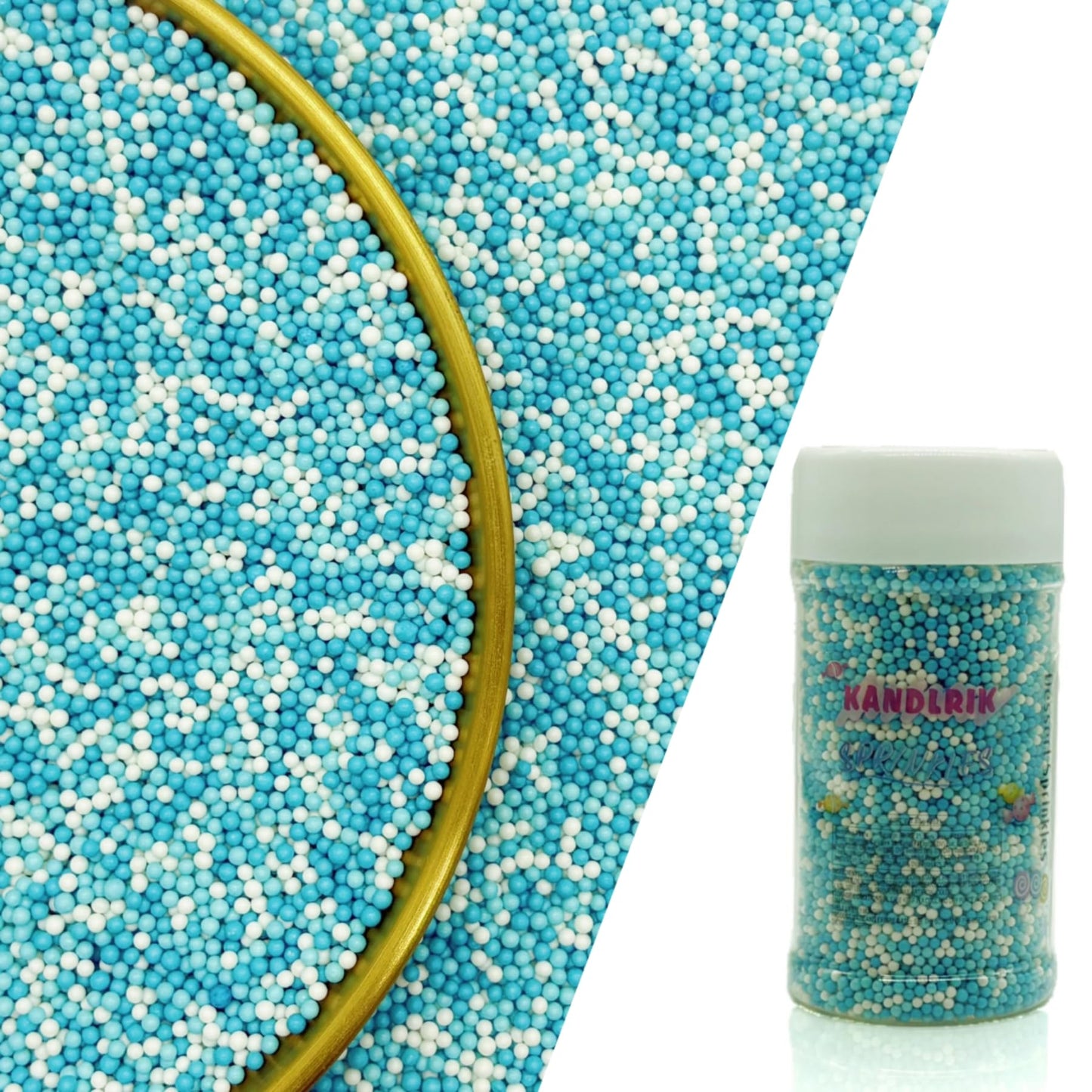 Edible Blue Series & White Sprinkles Candy 2mm Mini Pearls Cake Decorations Cupcake Toppers Cookie Decorating Perfect for Weddin