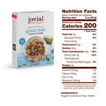 Jovial Grain-Free Fusilli Pasta - Organic, Gluten-Free, High-Fiber, 24 Oz (Pack of 1)