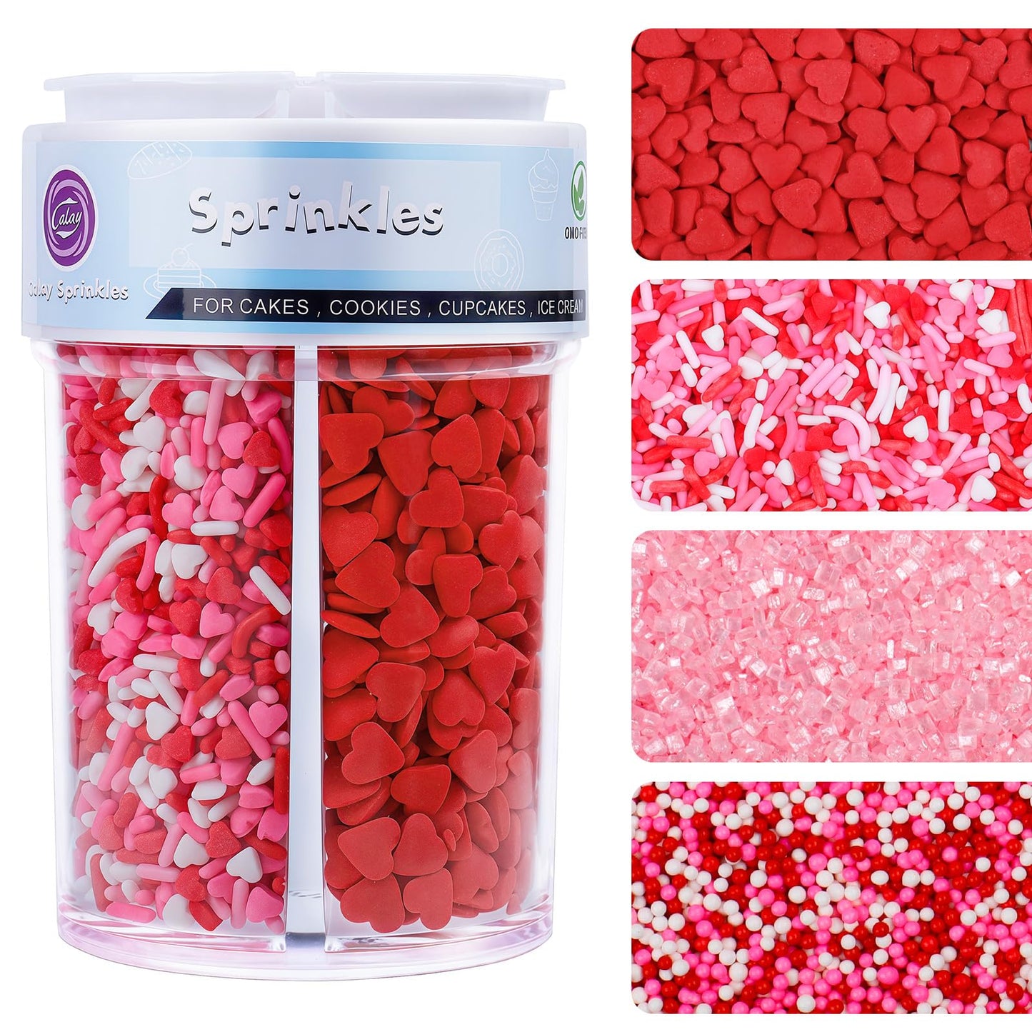 Valentines Sprinkles For Cake Decorating 8Oz White Pink And Red Heart Sprinkles Edible Nonpareil Sanding Sugar Heart Confetti Jimmies Mix For Ice Cream Cupcakes Brownie Cookie Baking Topping