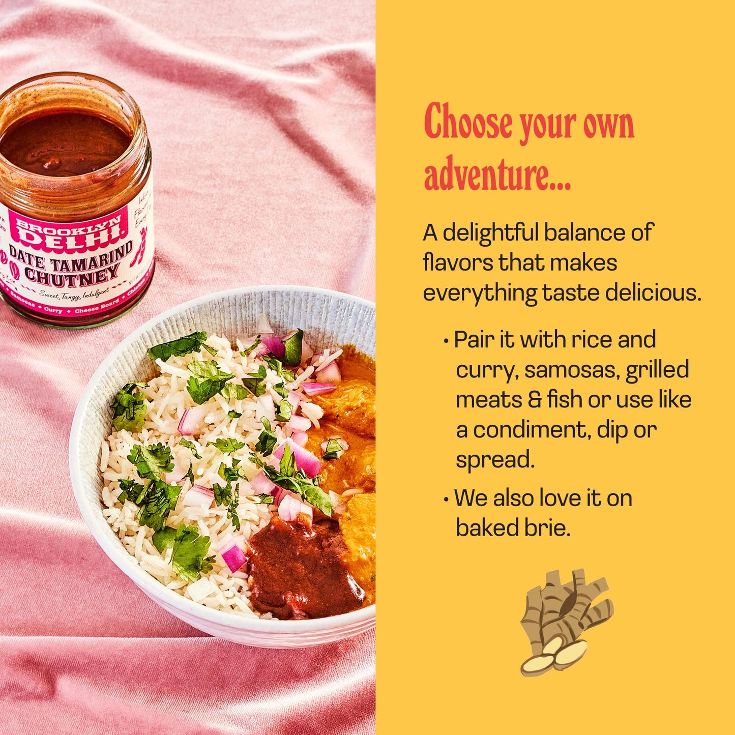 Brooklyn Delhi - Date Tamarind Chutney - Made With Sweet Dates, Fresh Ginger, And Tamarind - Vegan, Nothing Artificial - 9Oz