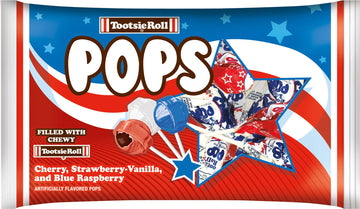 Patriotic Tootsie Roll Pops, Cherry And Blue Raspberry Flavors