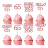 Gyufise 24Pcs Cheers to 65 Years Birthday Cupcake Toppers Glitter Sixty-five Straight Outta 1958 Cupcake Picks Happy 65th Cake D