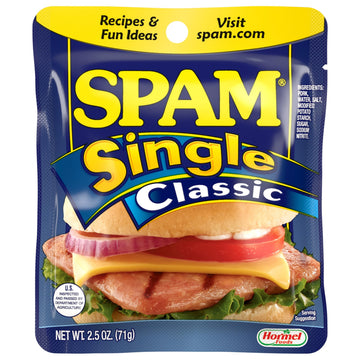 SPAM Single Classic Pouch - 2.5 Ounce (Pack of 24) - Convenient Size for Easy Snacking