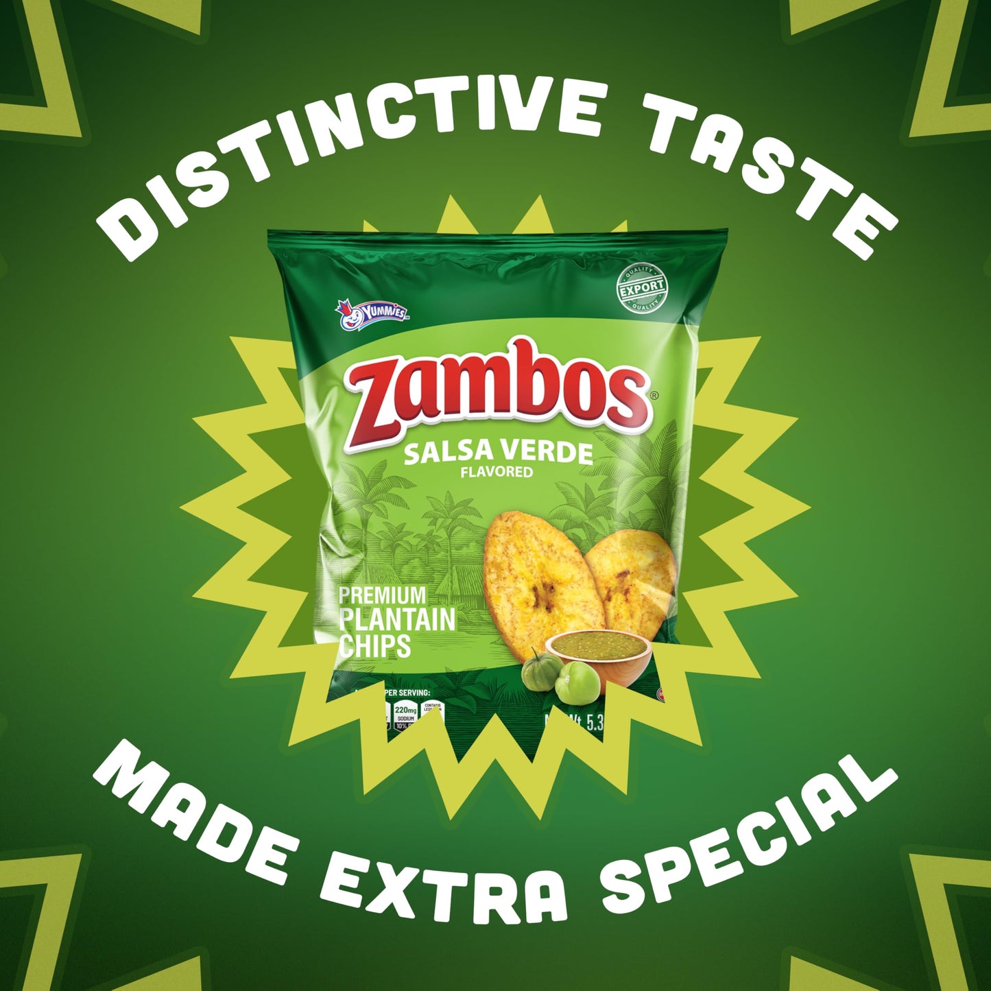 Zambos Plantain Chips Salsa Verde Crunchy Premium Plantain Chips 5.29 Oz (Pack Of 1)