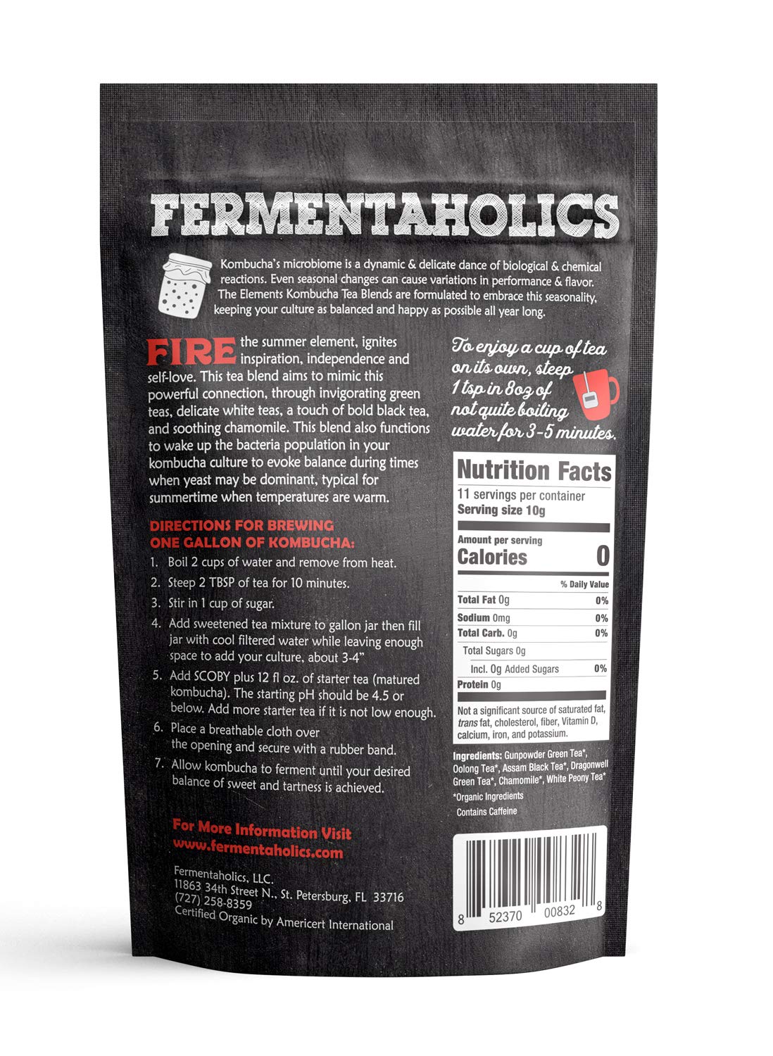 Fermentaholics - Element Kombucha Tea Blends | Usda Certified Organic Kombucha Tea Blend | Kosher Certified (Fire Blend)