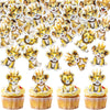 40Pcs Edible Lion Cupcake Toppers Wafer Paper Safari Animal Theme Cake Toppers Decoration for Lion Drink Topper Baby Shower Birt