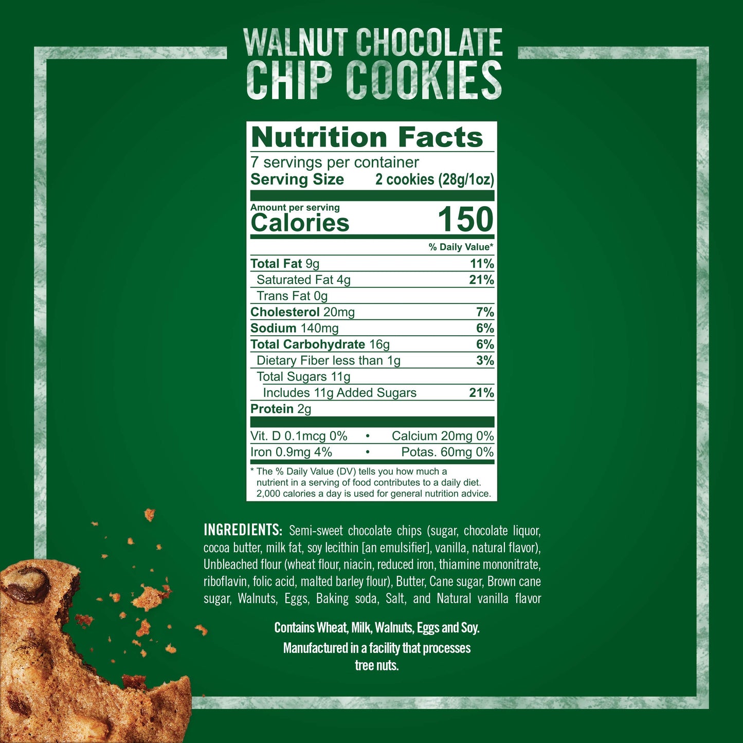 Tate'S Bake Shop Walnut Chocolate Chip Cookies, 4 - 7 Oz Bags