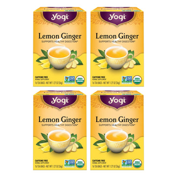 Yogi Tea Lemon Ginger Tea - 16 Tea Bags Per Pack (4 Packs) - Organic Ginger Root Tea To Support Healthy Digestion - Includes Lem