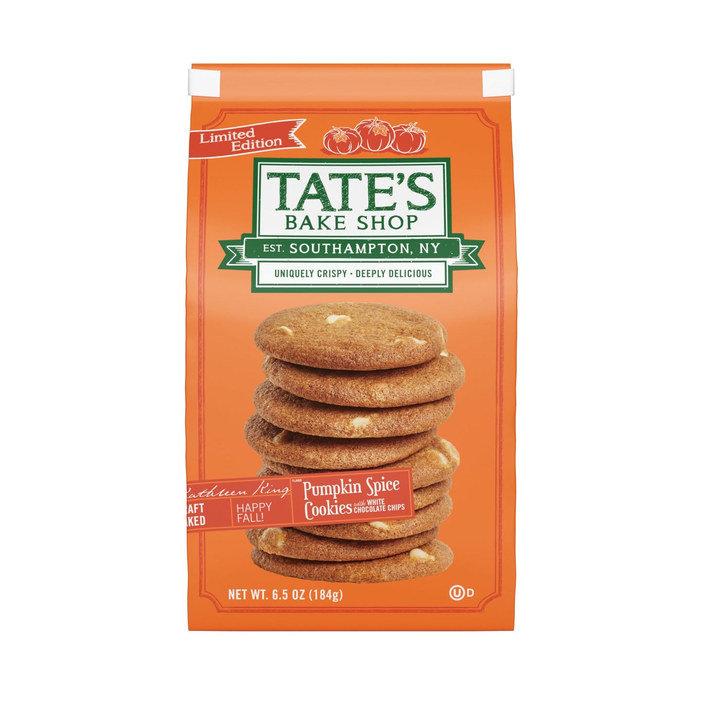 Tates Bake Shop Pumpkin Spice Cookies with White Chocolate Chips Limited Edition 6.5 oz