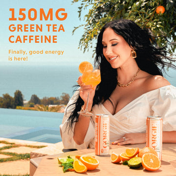 GORGIE Sugar Free Natural Energy Drinks, Orange Twist, 12 Pack, Vegan, Low Calorie, Sparkling Energy with Green Tea Caffeine