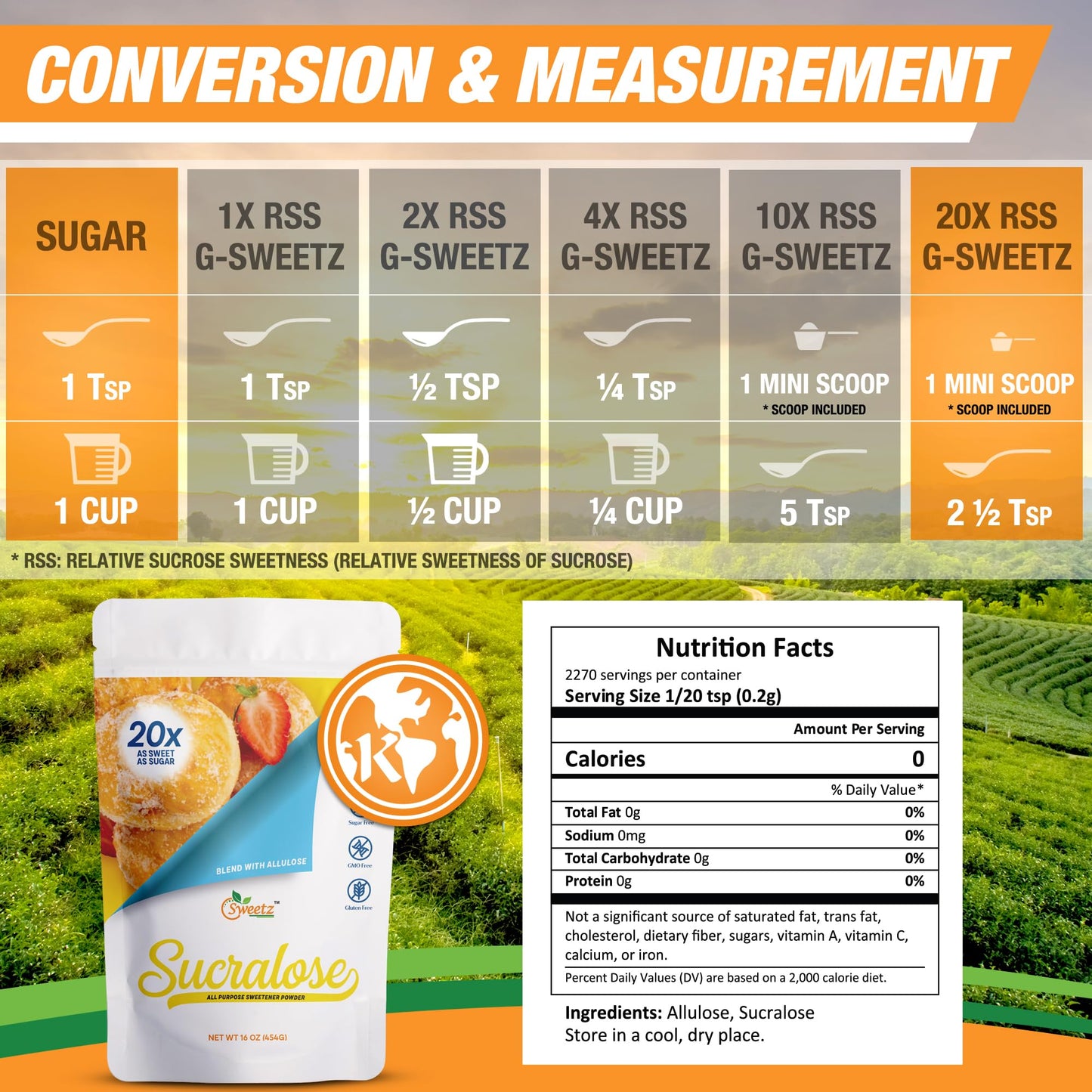 G-Sweetz Allulose Sucralose Blend Sweetener, Zero Calorie, 16 Ounce, Sugar-Free, Low Carb Keto Friendly
