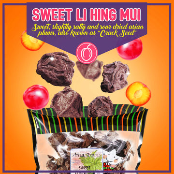 Asia Trans & Co. Sweet Seeded Li Hing Mui Seed Plums - Naturally Sweet Dried Asian Plum Candy, 6.5 oz
