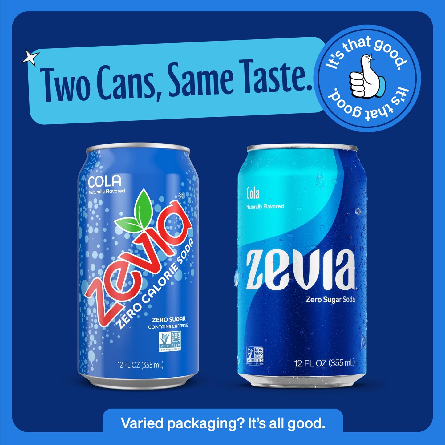 Zevia Zero Sugar, Cola Soda, 12 Fl Oz Cans (Pack Of 24)