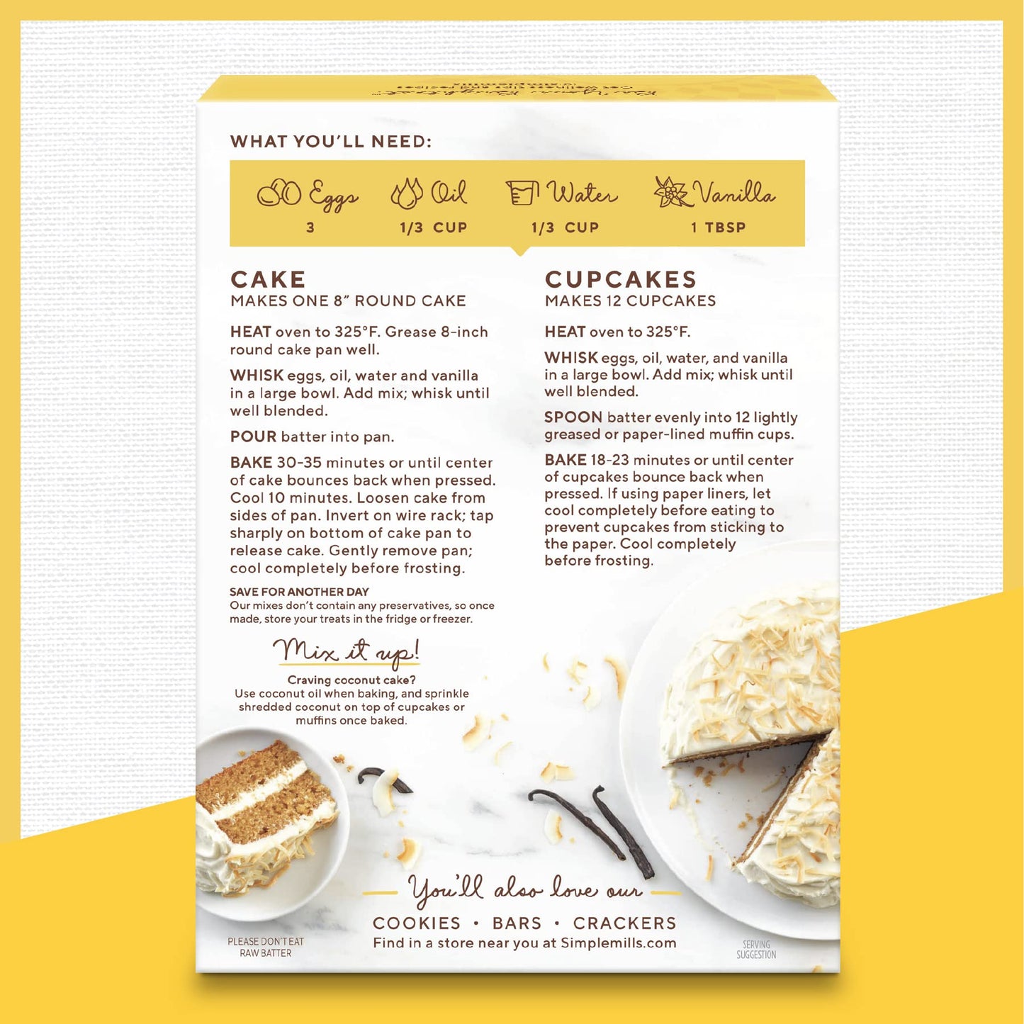 Simple Mills Almond Flour Baking Mix, Vanilla Cupcake & Cake Mix - Gluten Free, Plant Based, Paleo Friendly, 11.5 Ounce (Pack Of 6)