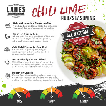 Lanes BBQ Chili Lime Seasoning Rub, Gluten Free, All Natural, 4.6 oz