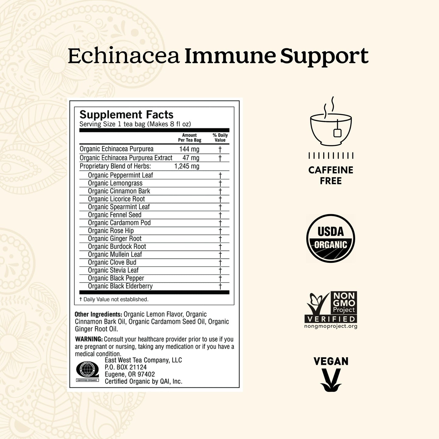 Yogi Tea Echinacea Immune Support Tea - 16 Tea Bags Per Pack (4 Packs) - Organic Immunity Support Tea - Includes Peppermint Leaf