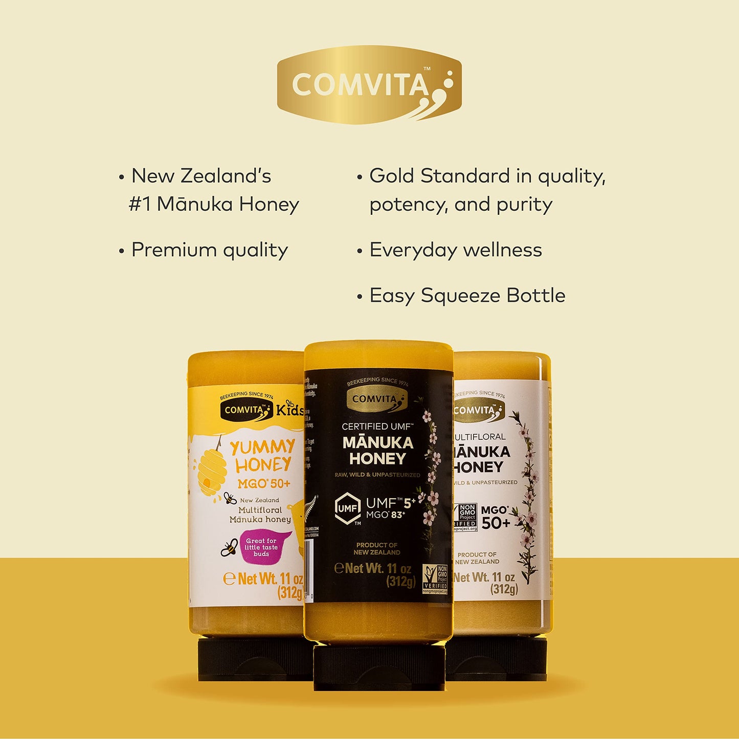 Comvita Multifloral Manuka Honey (Mgo 50+) | New Zealands #1 Manuka Brand | Raw, Wild, Non-Gmo | Delicious & Creamy Superfood Fo