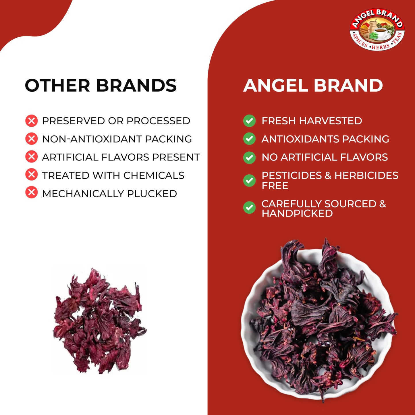 Angel Brand Dried Sorrel Hibiscus Flowers - 1.5 lbs Pouch for Refreshing Hibiscus Tea and Nutritious Beverages