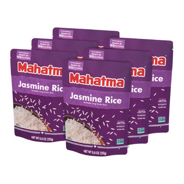 Mahatma Ready To Heat Jasmine Rice, Precooked Rice, Microwaveable In 90 Seconds, Six 8.8-Ounce Bags