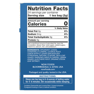 Now Foods, Nighttime Tea, Mellow Nighttime Herbal Tea, Soothing, Relaxing Brew Before Bedtime, Premium Unbleached Tea Bags With