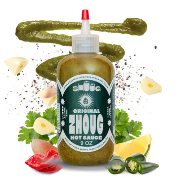 Middle Eastern Green Hot Sauce 9oz (Zhoug) | Organic Hot Sauce with Cilantro, Garlic, Jalapenos, Poblano, Scotch Bonnet Peppers,