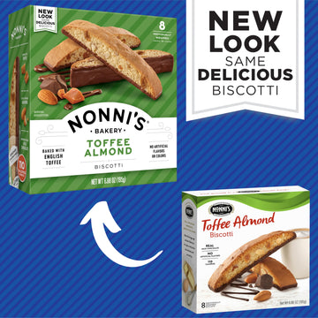 Nonni'S Toffee Almond Biscotti Italian Cookies - 3 Boxes Biscotti Cookies W/English Toffee Bits - Biscotti Individually Wrapped