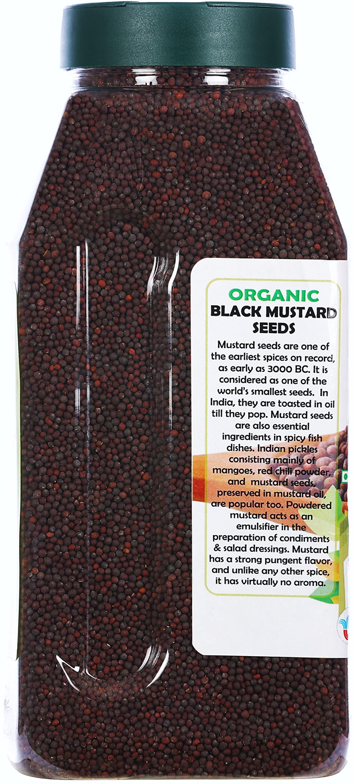 Rani Organic Black Mustard Seeds Whole Spice (Rai Sarson) 20Oz (1.25Lbs) 567G Pet Jar ~ All Natural | Vegan | Gluten Friendly |