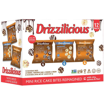 Drizzilicious Mini Rice Cakes Variety Pack - Rice Crisps, Healthy Snack For Adults And Kids, Flavored Rice Cakes, Vegan, Gluten