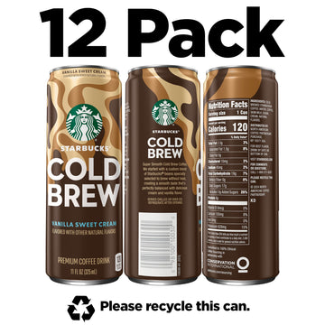 Starbucks Cold Brew Coffee, Vanilla Sweet Cream, 11 Fl Oz Cans (12 Pack), Premium Coffee Drink, Iced Coffee