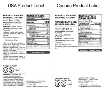 Food To Live Dry Roasted Blanched Slivered Almonds 8 Ounces - Perfectly Oven Toasted For Maximum Flavor, Unsalted, No Oil Added,