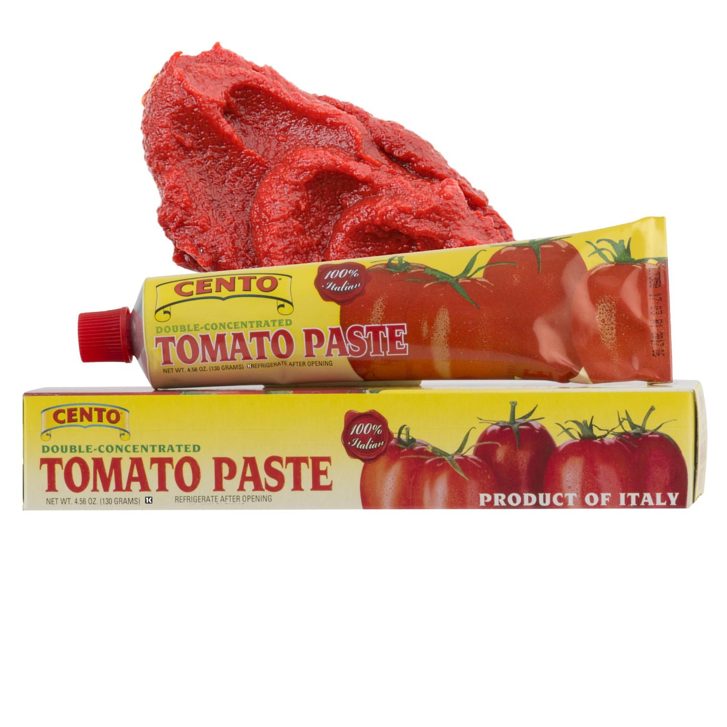 Cento Tomato Paste 4.56 Oz Tube Double Concentrated Thick Paste from Red Ripe Tomatoes Grown and Processed in Italy