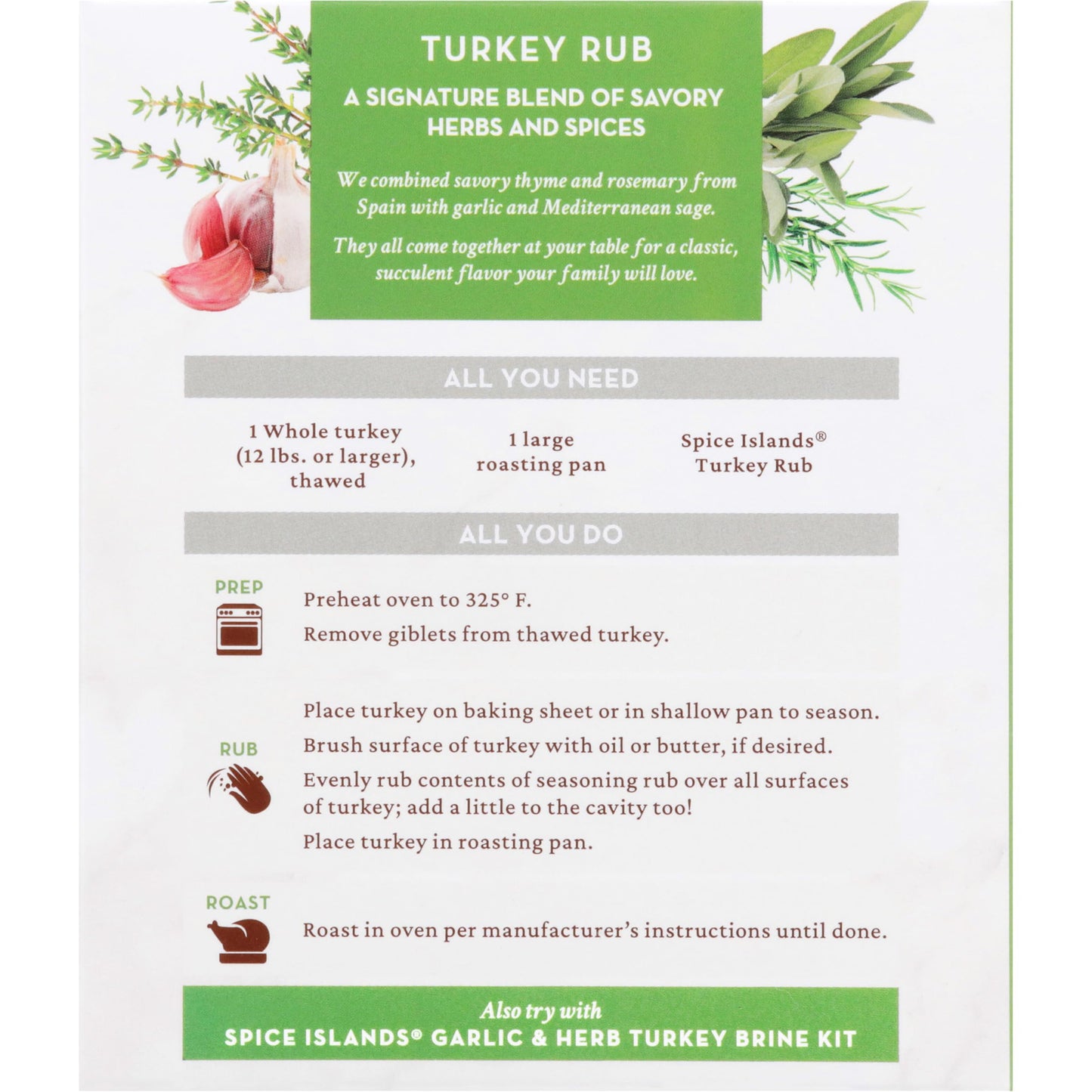 Spice Islands Savory Herb Turkey Rub, 1.75 Ounce (Pack of 2)