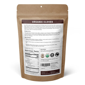 Spicy Organic Cloves Whole - 100% Pure Usda Organic - Non-Gmo, Keto Friendly, Non-Irradiated Fresh Clove Seed Spice - 4 Oz