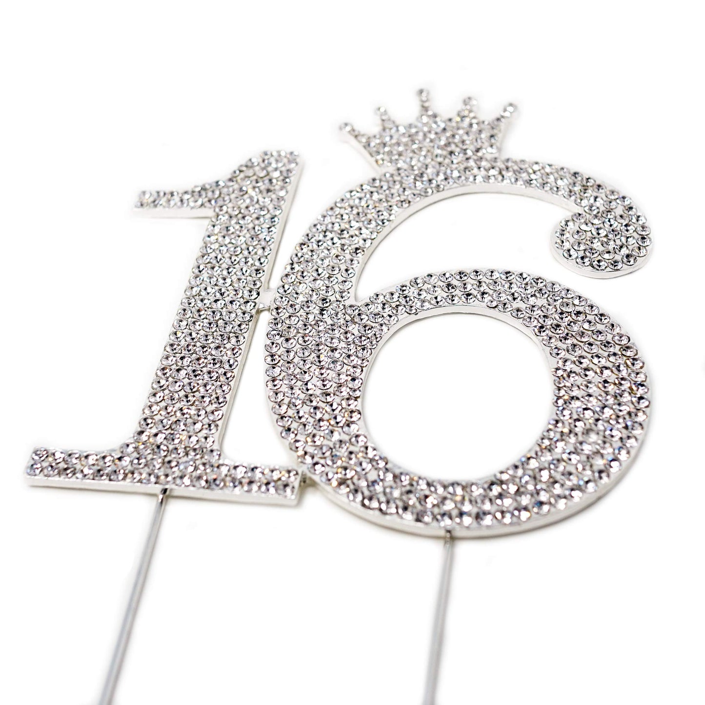 Chloe Elizabeth Rhinestone Princess Crown Cake Topper for Sweet 16 - Silver