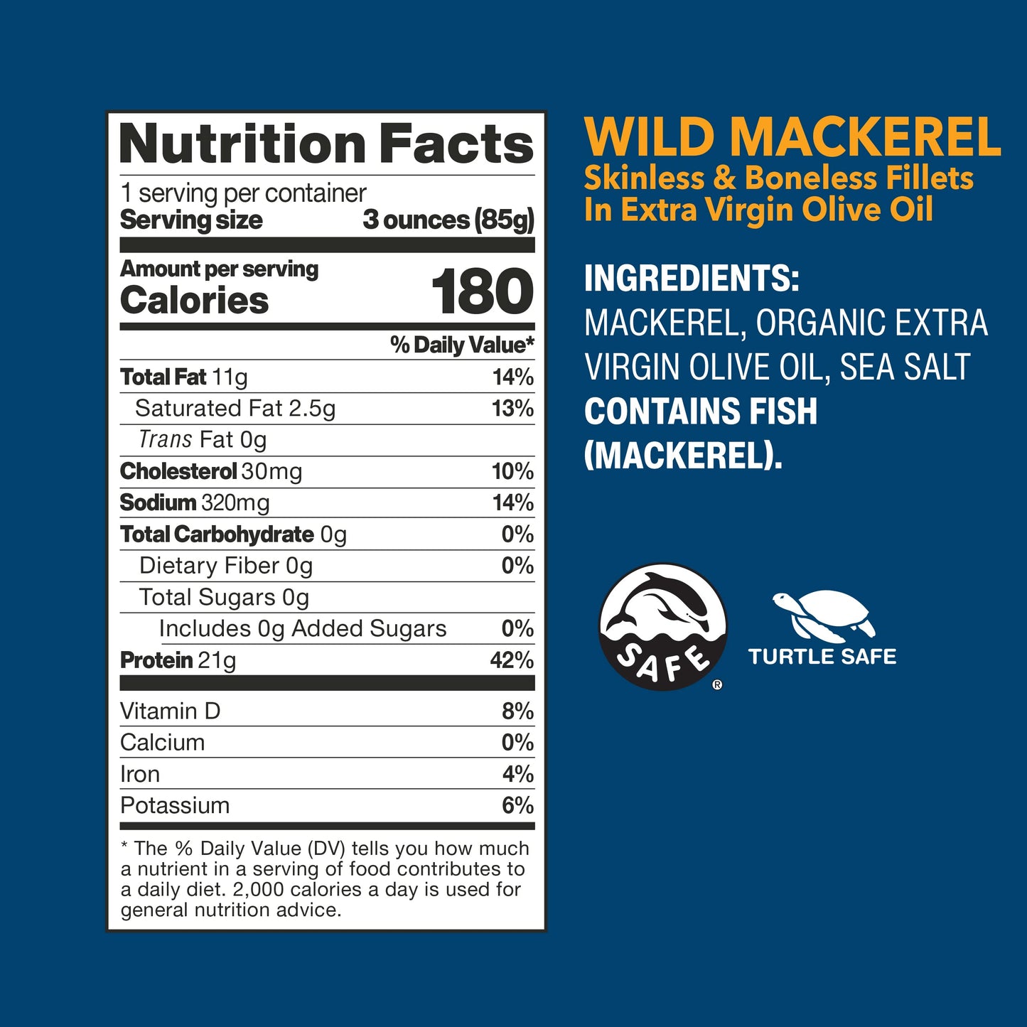Wild Planet Mackerel Wild Fillet Extra Virgin Olive Oil, 4.40 Oz