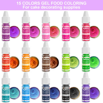 Gel Food Coloring - 15 Colors Flavorless Gel Based Food Color Dye, Vibrant Edible Concentrated Food Coloring for Cake Cookie Dec
