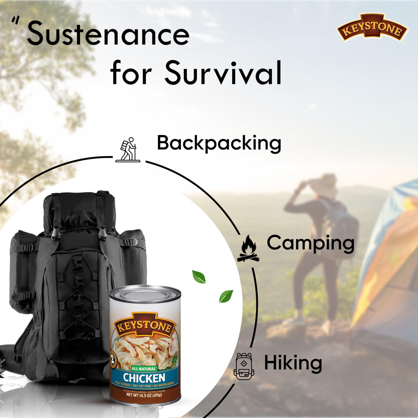 Keystone All Natural Premium Canned Chicken 14.5 Oz Fully Cooked | No Water Added | Ready To Meat | Quick Meals Emergency Survival Food Canned Meat Pack Of 24