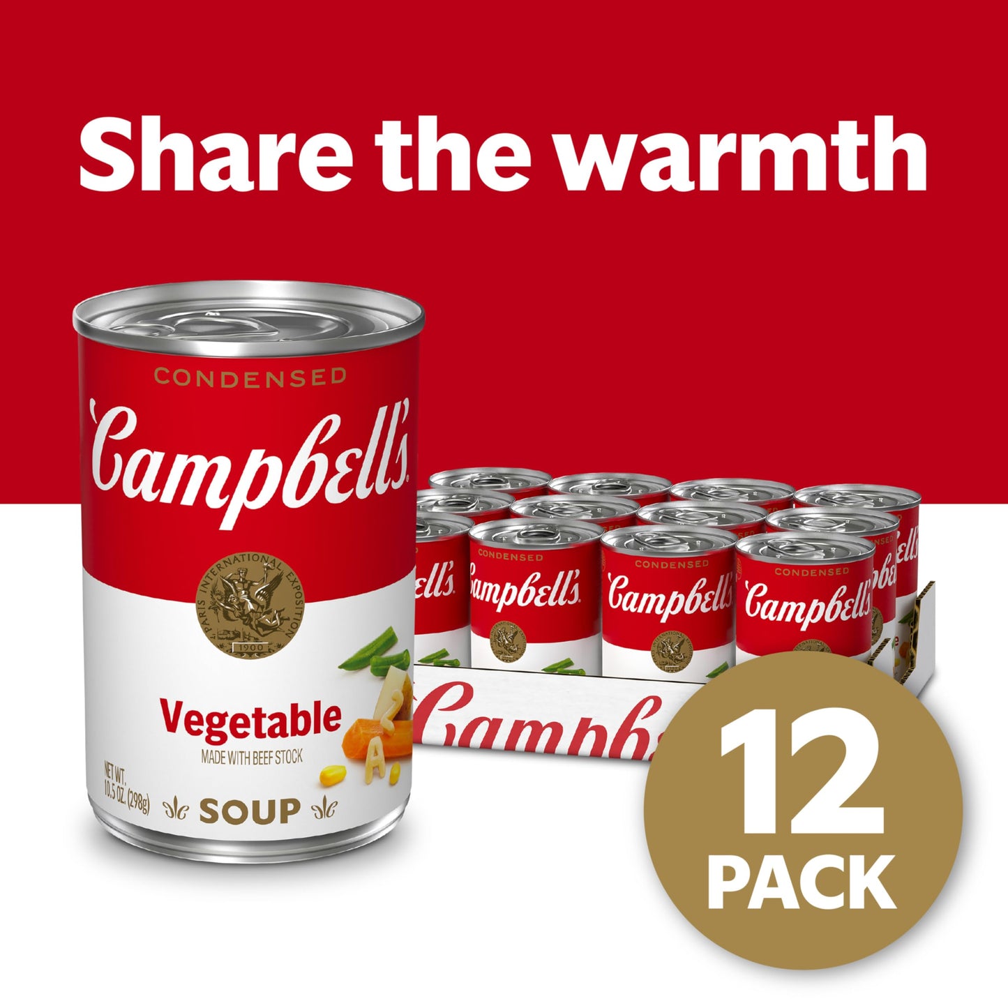 Campbells Condensed Vegetable Soup With Beef Stock, 10.5 oz Can (12 Pack)