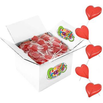 Valentine'S Heart Lollipops Candy, Red Heart Shaped Hard Candy Suckers, Individually Wrapped, 12G Lollipop, Approx. 225 Pops, 5 Pounds (Bulk)