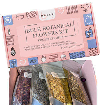 Bmaker Bulk Flower Kit Chamomile - Ultra Blue Lavender, Red Rose Buds & Petals, Marigold - 2 Cup Each Packet- Included Lavender