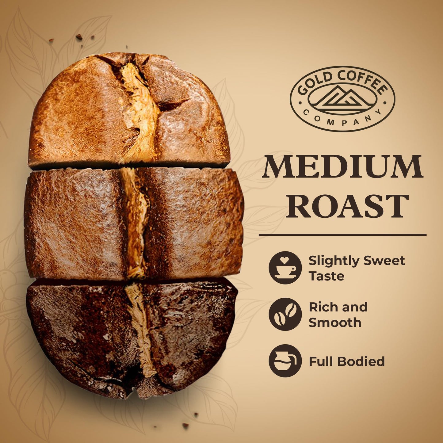 Gold Coffee Company Blue Mountain Premium Blend | Gourmet Medium Roast Ground Coffee | 100% Arabica Roasted Beans | 1 Lb. (Pack