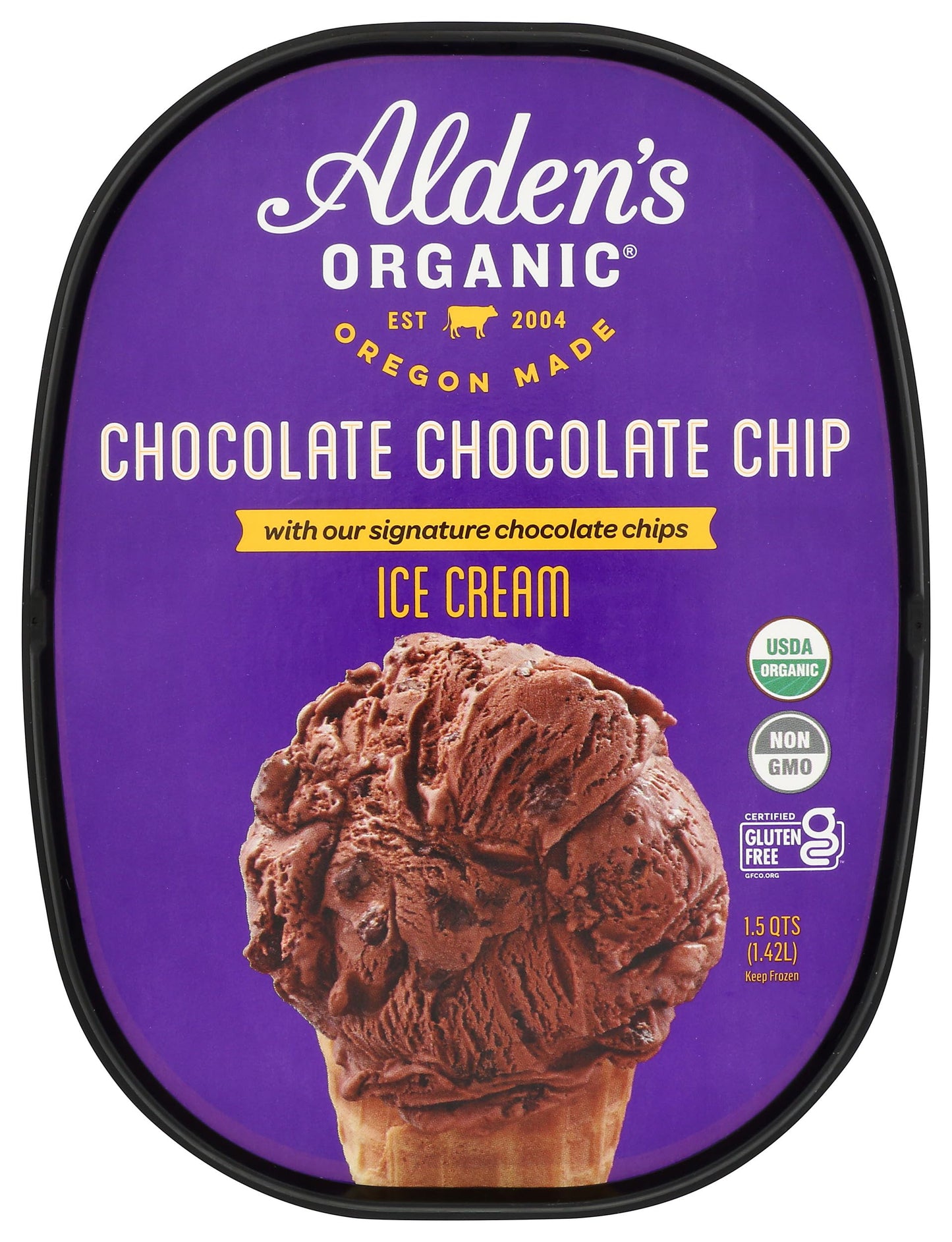 Aldens, Organic Chocolate Chocolate Chip Ice Cream, 48 oz (Frozen)