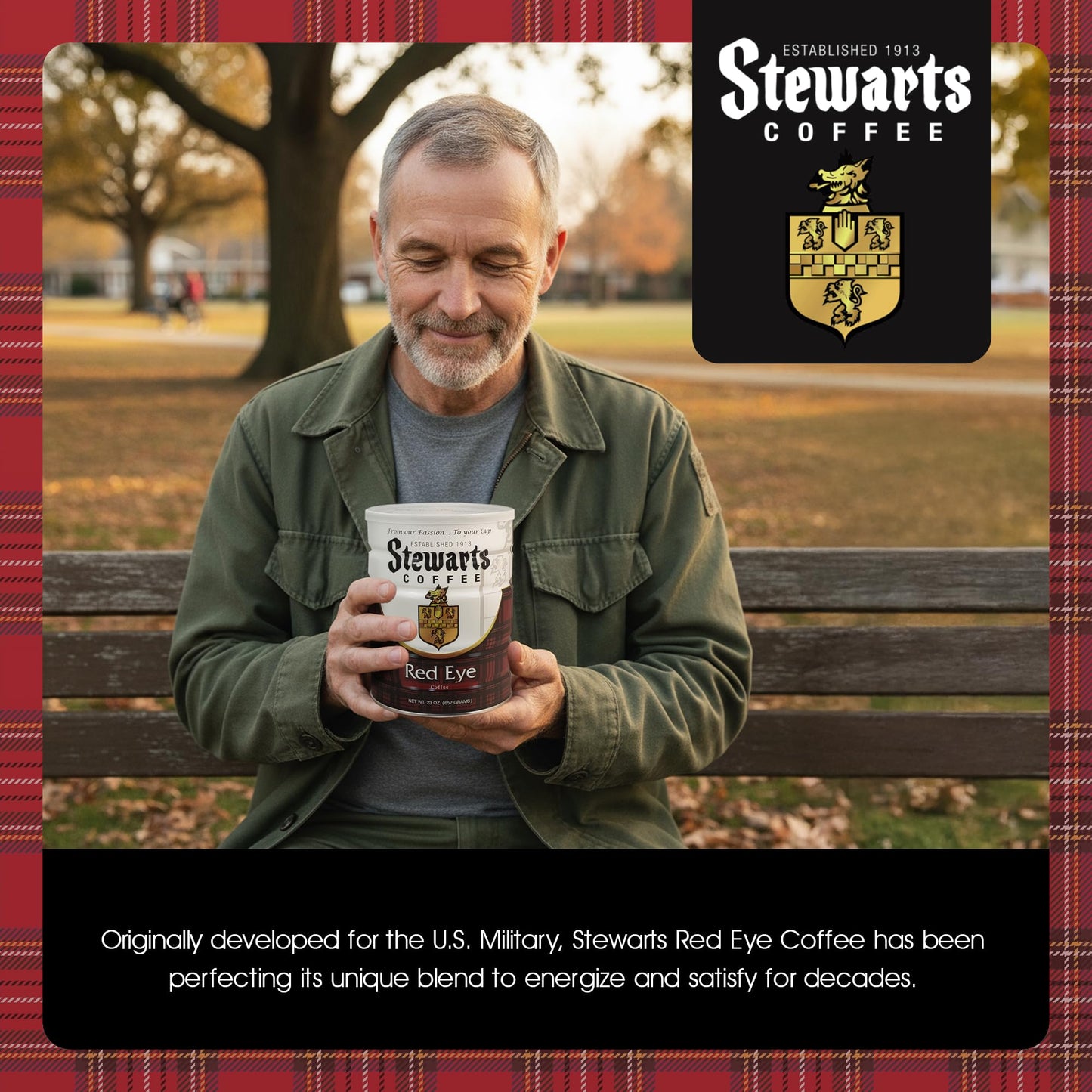 Stewarts - Red Eye Ground Coffee - Dark Roast - Vacuum Sealed Bags - Bold & Rich Dark Roast Ground Coffee - Ideal for Morning En