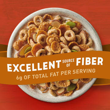 Cheerios Hearty Nut Medley Breakfast Cereal, Maple Cinnamon, Whole Grain, 14.7 oz