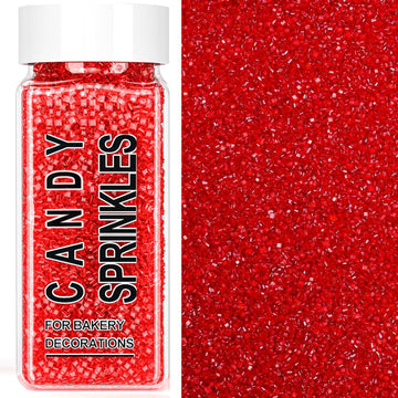 Red Sanding Sugar Sprinkles, 4.6 oz Edible Sparkling Sugar Crystals for Baking Topping, Cupcakes, Cookies, Ice Cream & Cake Deco