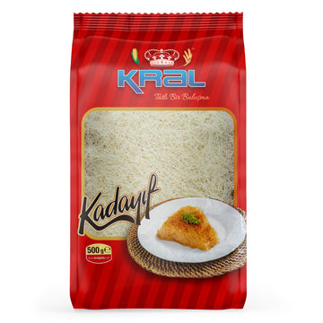 Kral Kataifi Shredded Fillo Dough, Dried Kadayif Pastry Dough, Kataifi, One of the Most Popular Syrup Sweetened Turkish Desserts