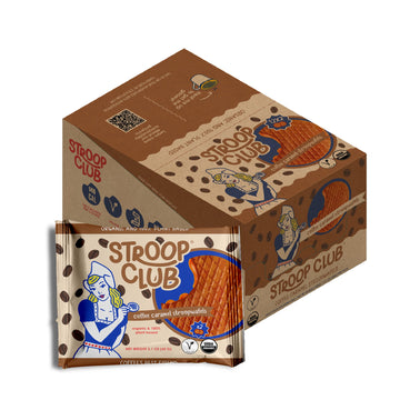 Stroop Club Coffee Infused Organic Stroopwafel Caramel Treats | Vegan, Plant-Based And Dutch-Approved Indulgence - 24 Vegan Waff