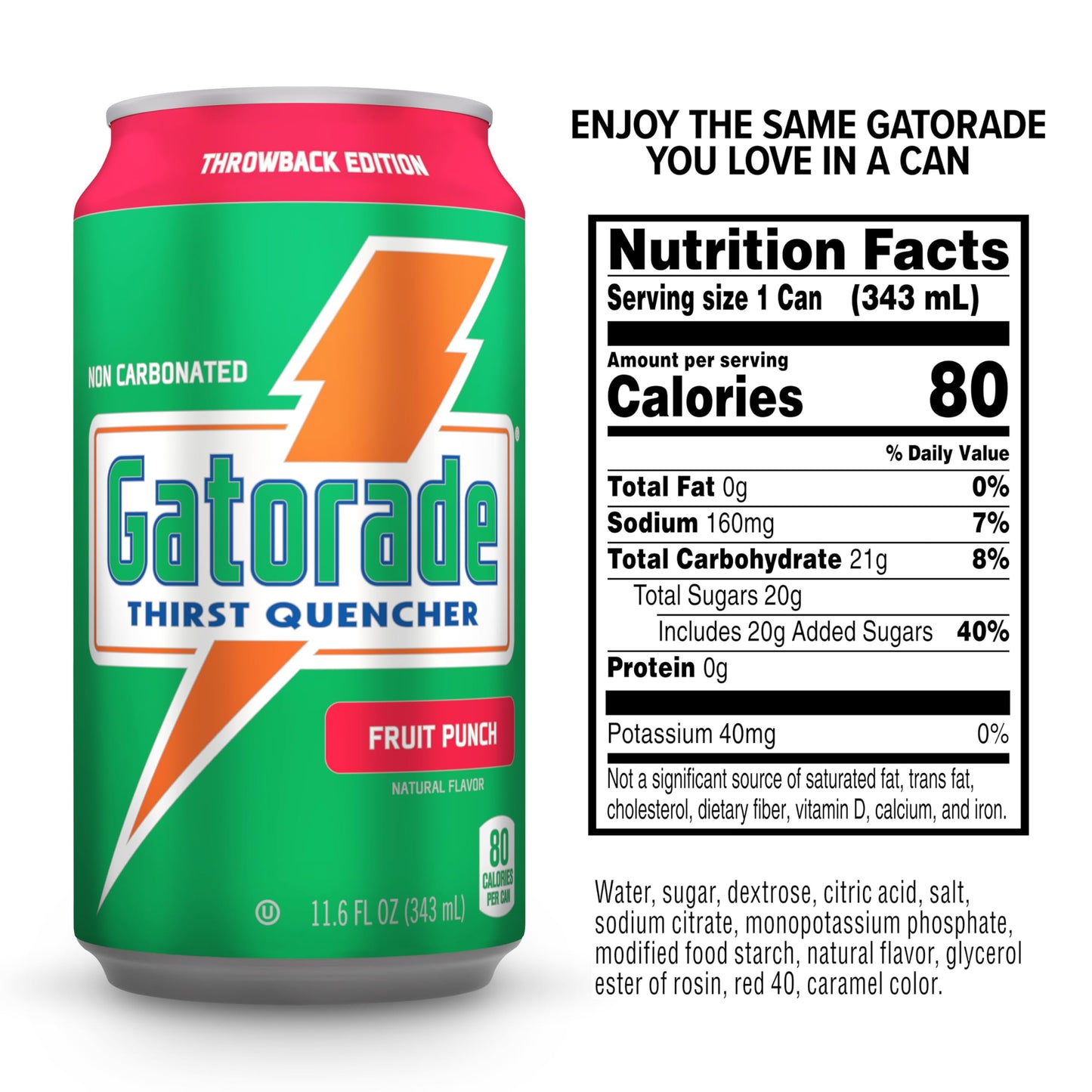Gatorade Thirst Quencher, Fruit Punch, 12 Fl Oz Cans (Pack Of 18)