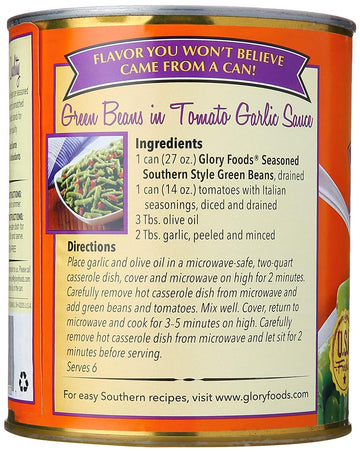 Glory Foods Seasoned Southern Style Green Beans (6 Pack, Total Of 162Oz)