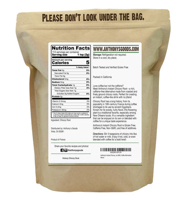 Anthonys Instant Chicory Root Coffee Alternative, Gluten Free, Caffeine Free, 8 oz